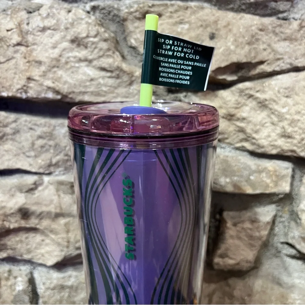 STARBUCKS 2025 Wavy Green Purple Hot & Cold Cup Venti Tumbler 24oz 710ML NWT